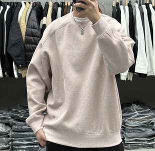 BY3春季男士潮牌立体线条拼接圆领卫衣美式重磅宽松廓形打底上衣