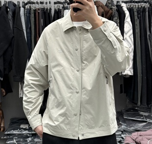 东隅桑榆春季男高品质复古翻领工装夹克韩版休闲百搭修身通勤外套
