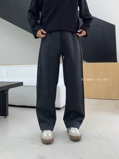 高级感轻奢简约纯色针织休闲裤 男秋冬韩系垂感加厚直筒宽松运动裤