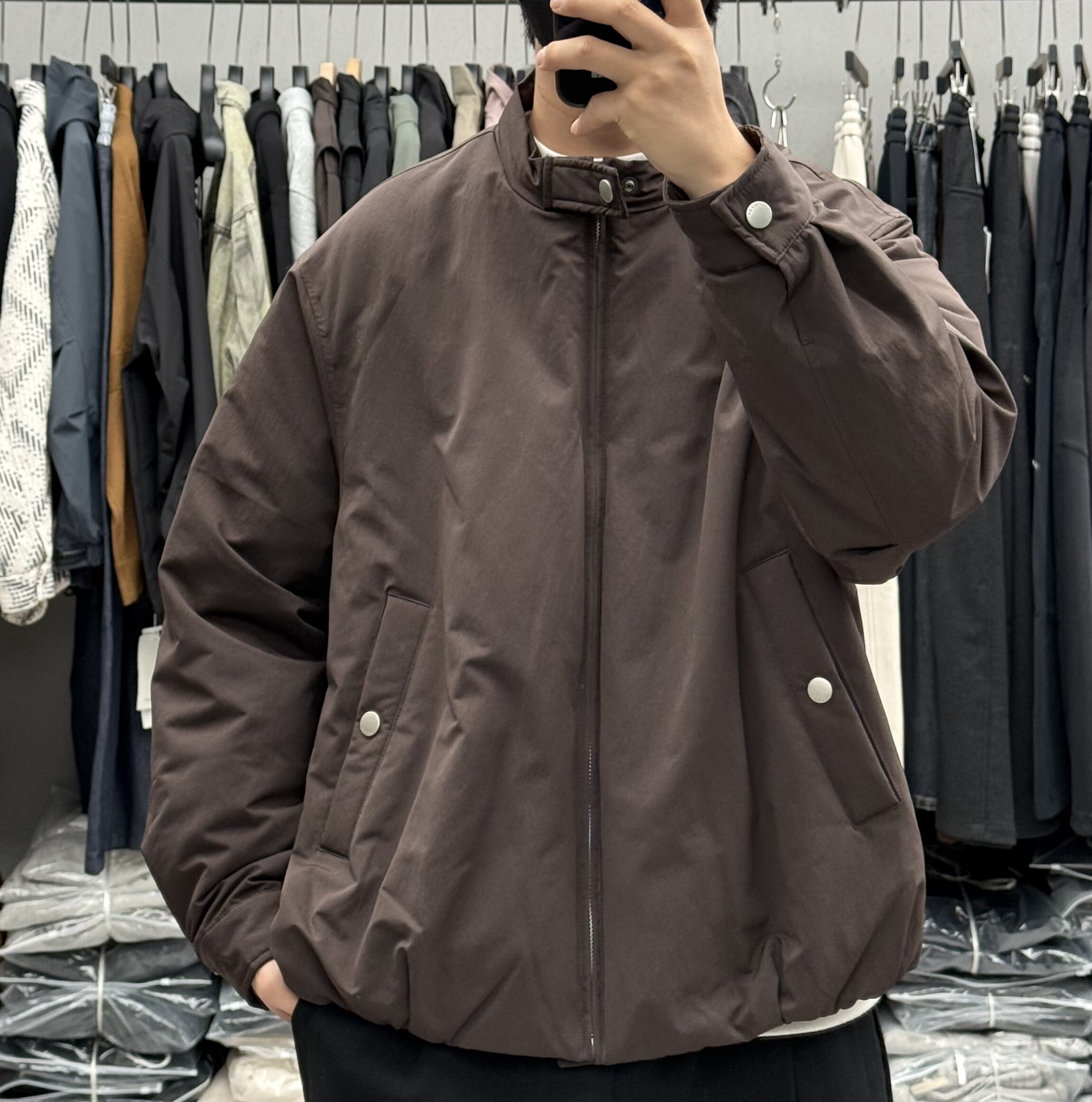 日系高端复古极简小立领羽绒服男冬季休闲保暖90白鸭绒通勤外套潮