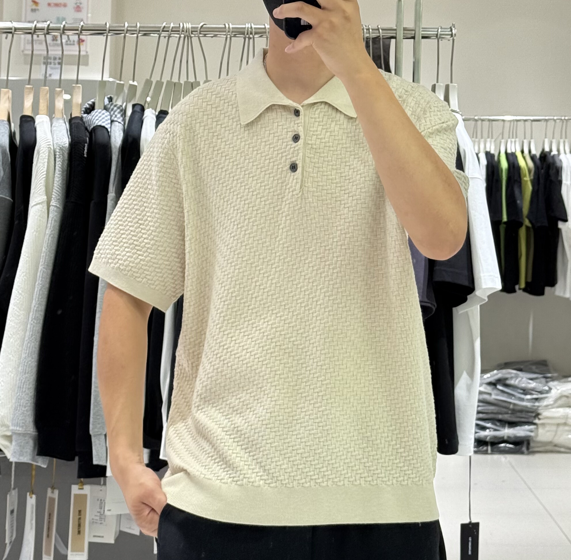 M8早秋老钱风松弛感翻领短袖针织Polo衫毛衣男百搭纹理感羊毛上衣