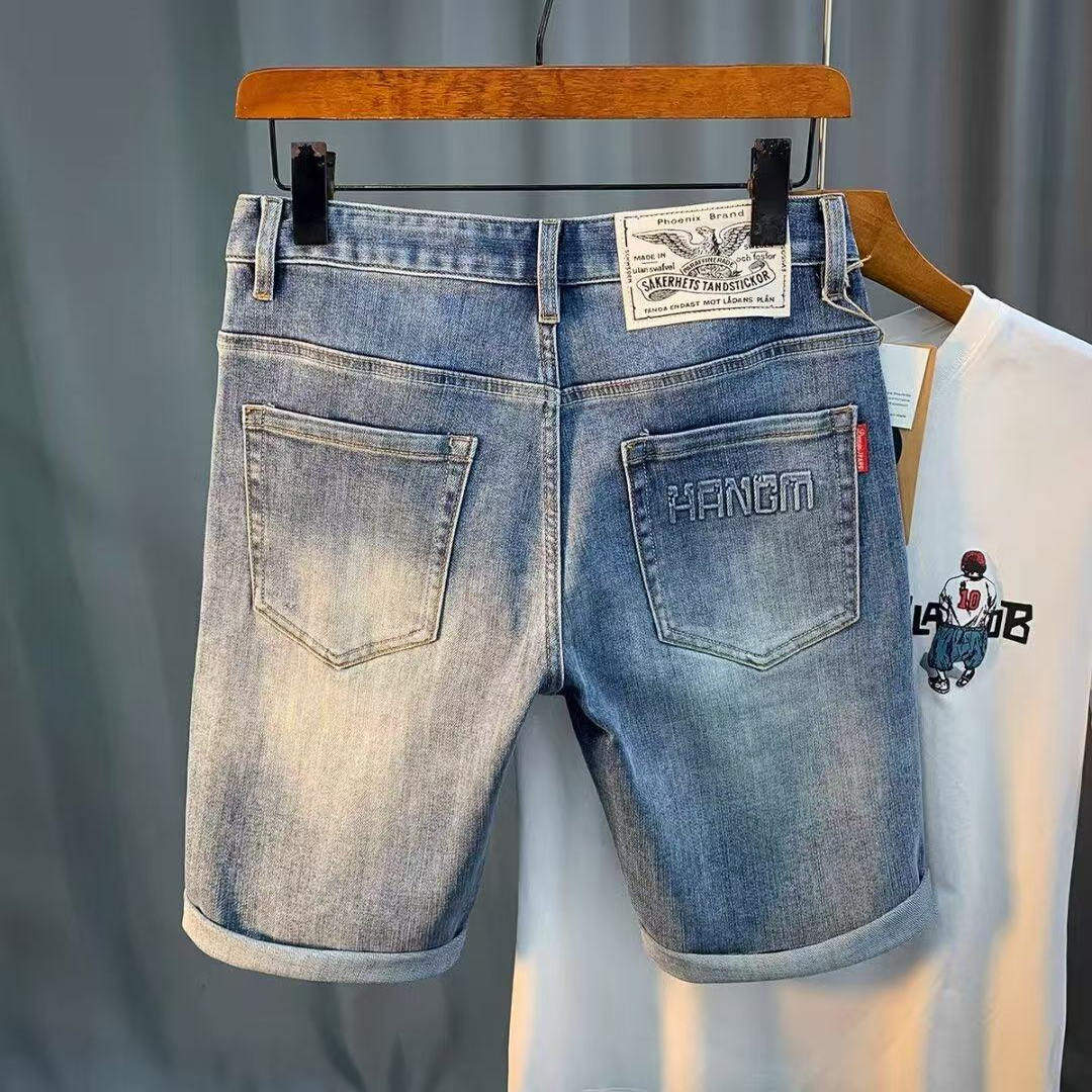 夏季薄款牛仔短裤男五分裤子宽松直筒大码潮流潮牌休闲中裤马裤男,男装,短裤,淘宝优惠券,粉丝福利购,淘宝优惠卷