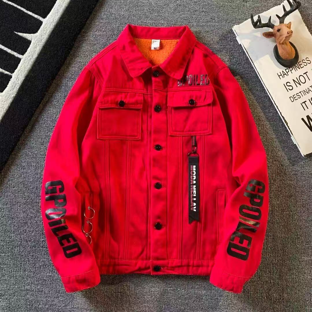 加绒牛仔外套男秋冬款工装棉服男款冬季加厚保暖夹克棉衣大码男装