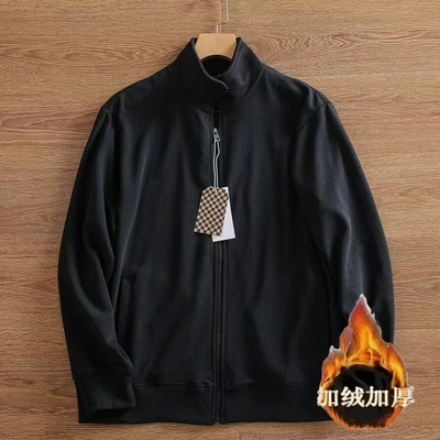 男士外套春秋款卫衣加绒立领开衫男款秋冬季舒适加厚休闲运动服饰