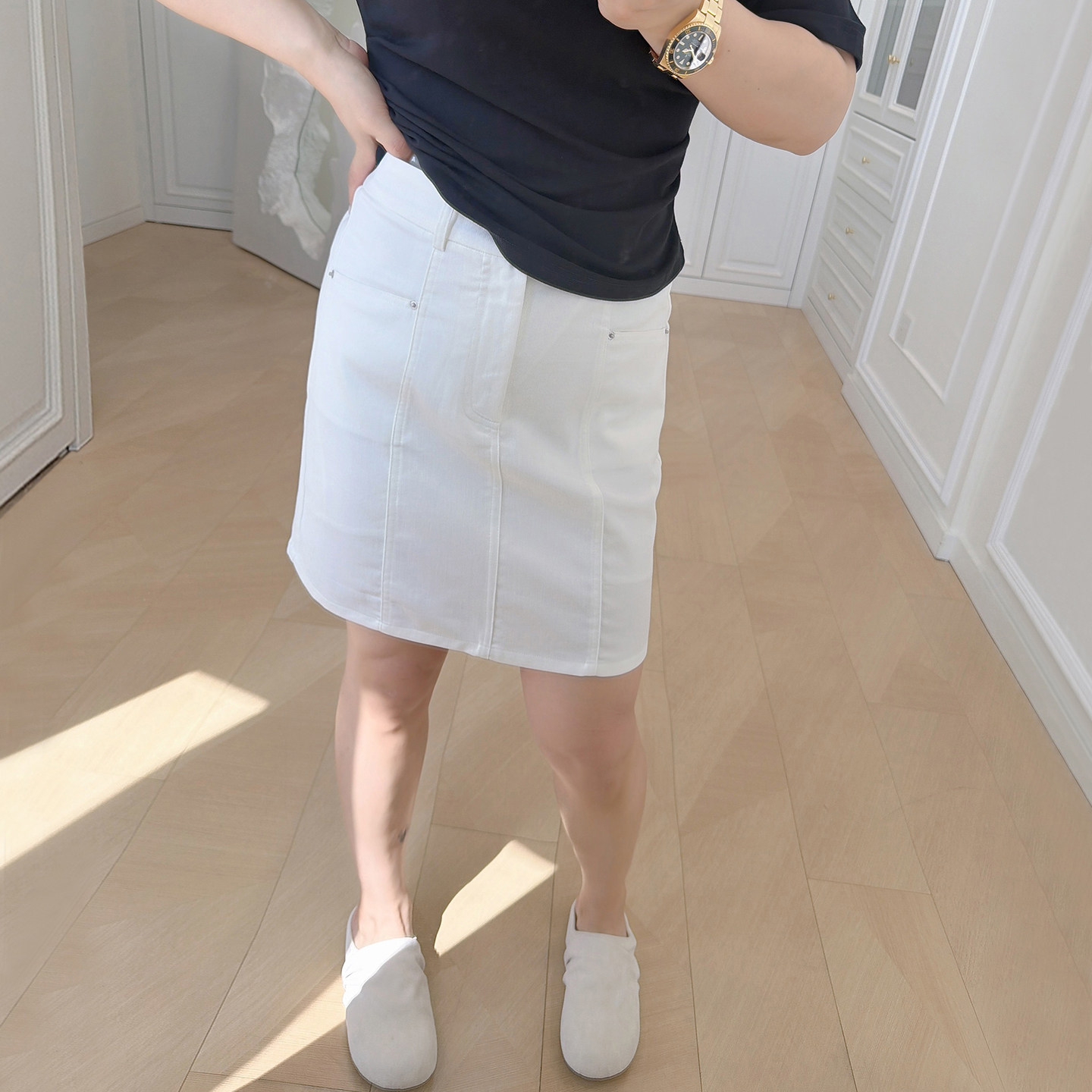 高腰牛仔短裙大码女装夏季新款200斤胖mm小个子包臀a字减龄半身裙