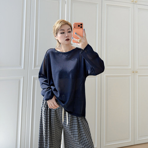 大码女装胖mm垂感百搭针织罩衫