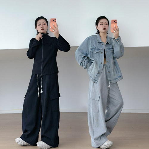 大码女装胖mm休闲工装卫裤