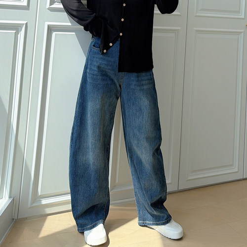 大码女装胖mm高腰宽松弯刀裤