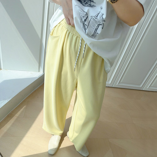 大码女装胖mm松紧腰弯刀裤