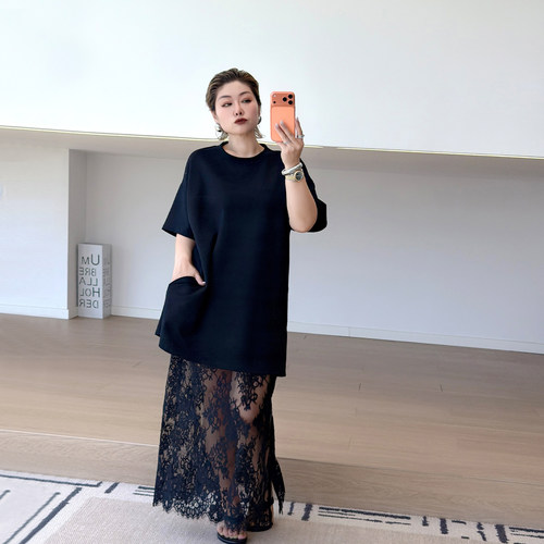 大码女装胖mm法式轻熟风两件套