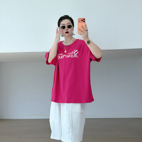大码女装胖mm宽松显瘦短袖t恤