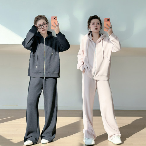 大码女装胖mm休闲运动两件套
