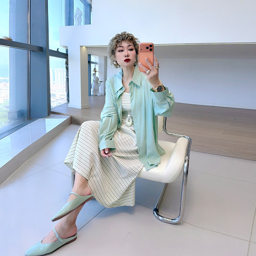 大码女装胖mm韩系温柔风套装