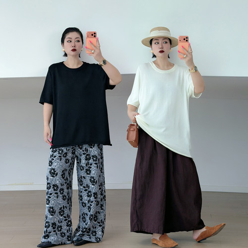 大码女装胖mm百搭宽松针织衫