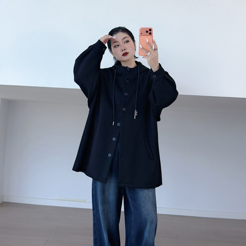 大码女装胖mm宽松休闲连帽外套