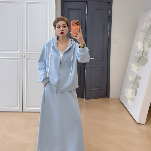 大码女装胖mm宽松慵懒卫衣三件套
