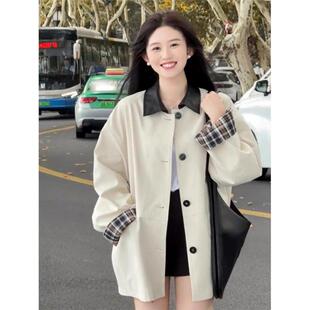 白色女式风衣，短款，2025新款春秋韩式，小巧休闲高端日式