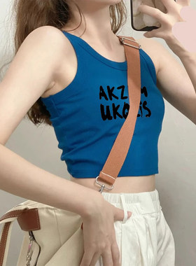 潮流辣妹短款纯棉修身背心女夏季
