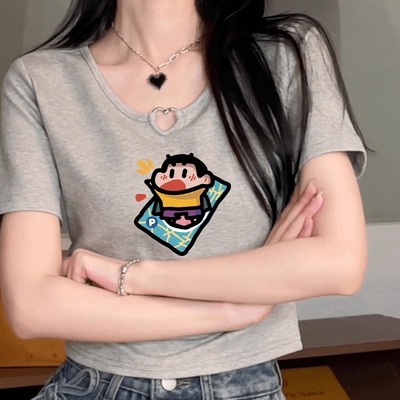美式卡通蜡笔小新印花短袖t恤女