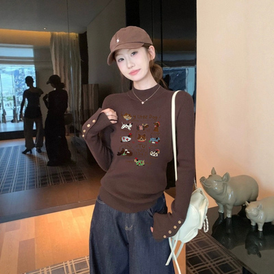 温柔气质半高领针织衫女长袖