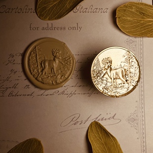 【迷失麋鹿】火漆印章原创浮雕3D立体铜头复古章头手帐礼物