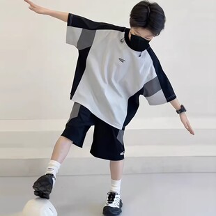 男童短袖t恤2026新款儿童运动速干衣套装大童青少年篮球训练服夏