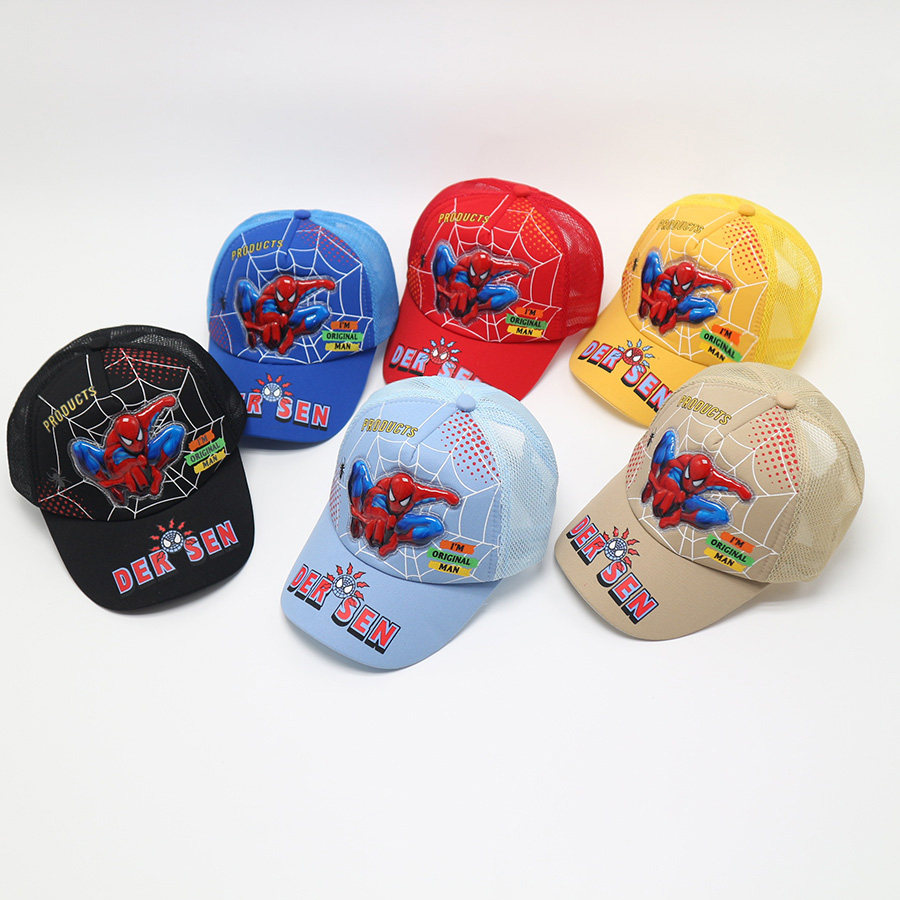 儿童鸭舌帽透气网帽夏季帽子遮阳男女童鸭舌帽蜘蛛侠棒球帽防晒