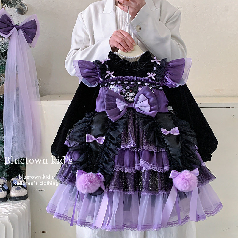 女童连衣裙冬装2025新款儿童库洛米卡通女孩加绒洛丽塔公主裙