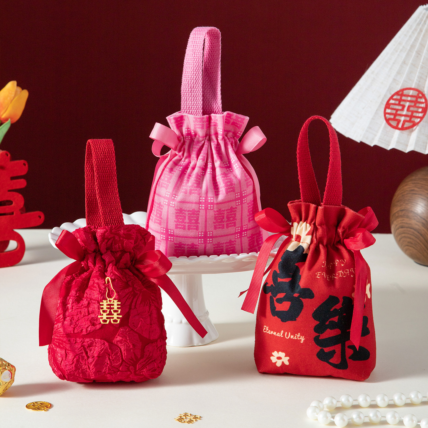 结婚喜糖袋子专用高级感伴手礼婚礼礼盒糖果包装喜庆2025新款空盒