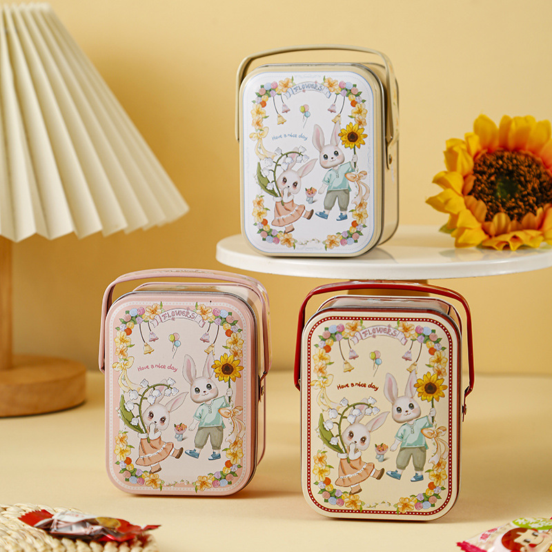 卡通创意马口铁喜糖盒巧克力包装盒订婚回礼大白兔奶糖伴手礼盒子