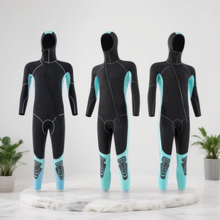 3/5/7MM氯丁橡胶连帽保暖潜水衣男女冬季防寒冲浪浮潜连体泳衣