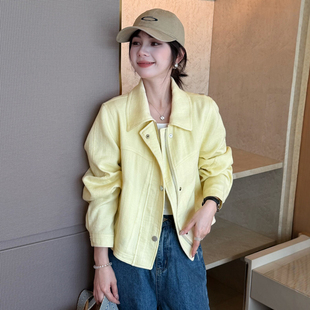 复古翻领天丝麻开衫外套女欧洲站2026春装新款欧货女装时尚上衣潮