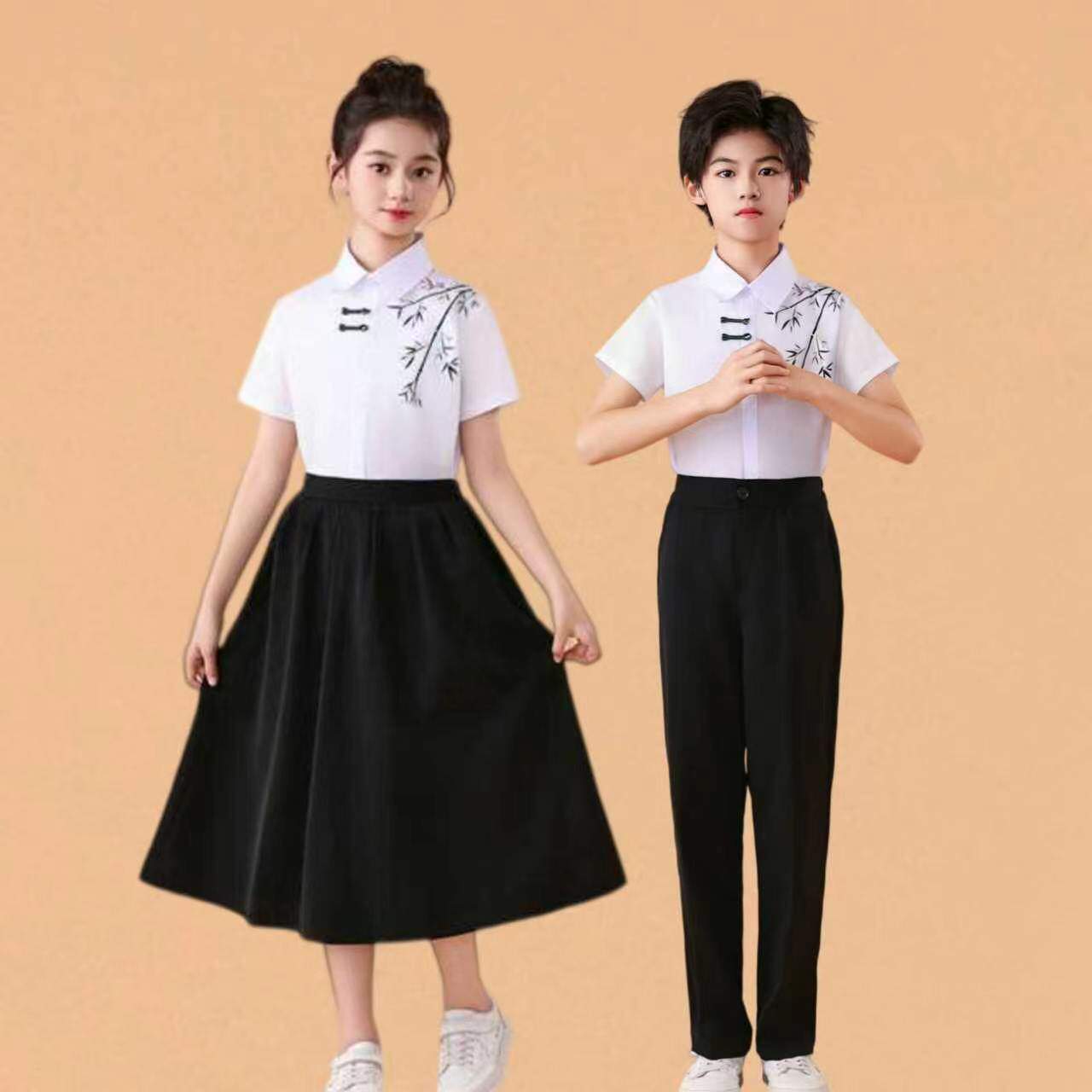 六一儿童合唱演出服中国风小学生诗歌朗比赛表演服新中式套装夏季