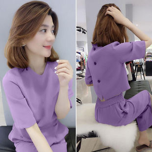 春夏女装时尚套女装洋气休闲显瘦短袖裤子两件套女欧货潮