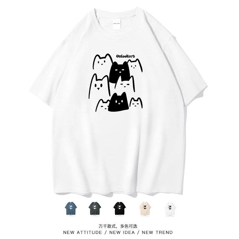 线条小猫趣味情侣装短袖