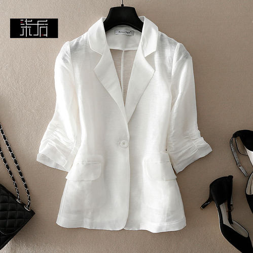 夏款通勤立体收腰西服薄外套