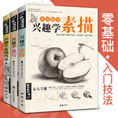 初学者零基础入门绘画教程书籍儿童美术临摹教材 经典 杨建飞主编 兴趣学速写 兴趣学素描风景 全集 3本兴趣学素描