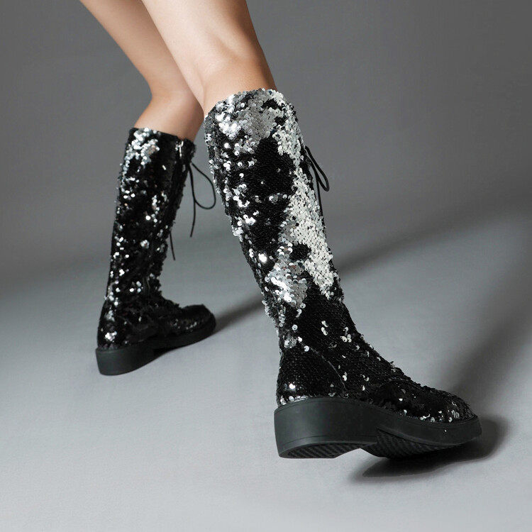 KOGSWFAUVN走秀亮片长靴