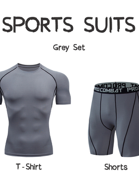Summer Men Sports Suits Running Clothes Training T-Shirt Set