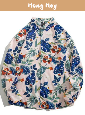 Fashion Men's Shirts Long Sleeves Flowers Women Shirts