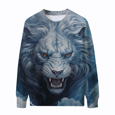 Men's Hoodies Lion Print Crewneck Animal Sweatshirts For Men