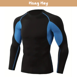 Men's Sports T-Shirt Crewneck Long Sleeves Fitting Gym Tops