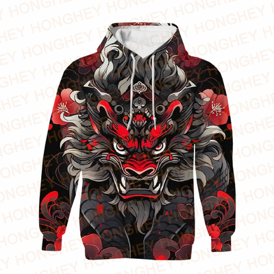 欧美男士连帽衫动物印刷卫衣