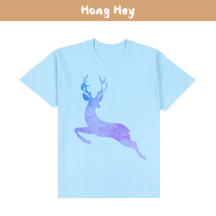 100% Cotton Woman T-Shirt With Deer Printing Unisex Menswear