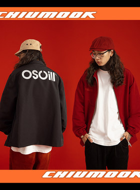 OSCILL 复古教练夹克印花拉链外套