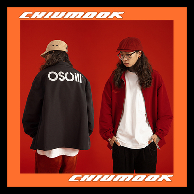 OSCILL 复古教练夹克印花拉链外套