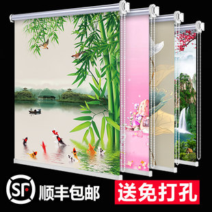简易窗帘浴室卫生间厨房卷帘免打孔2024新款 遮阳帘遮挡防水拉卷式
