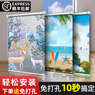 遮光窗帘卷帘遮光2025新款免打孔安装厨房卫生间升降卷拉式遮阳帘