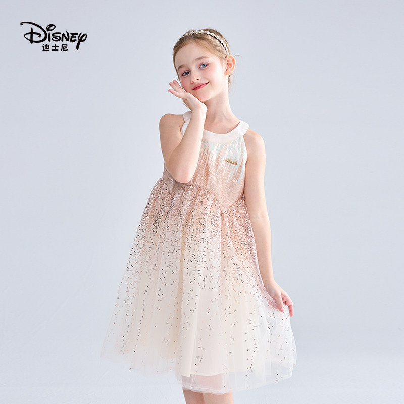 Disney/迪士尼女童连衣裙2026夏季精致高级女宝休闲背心鱼鳞裙子