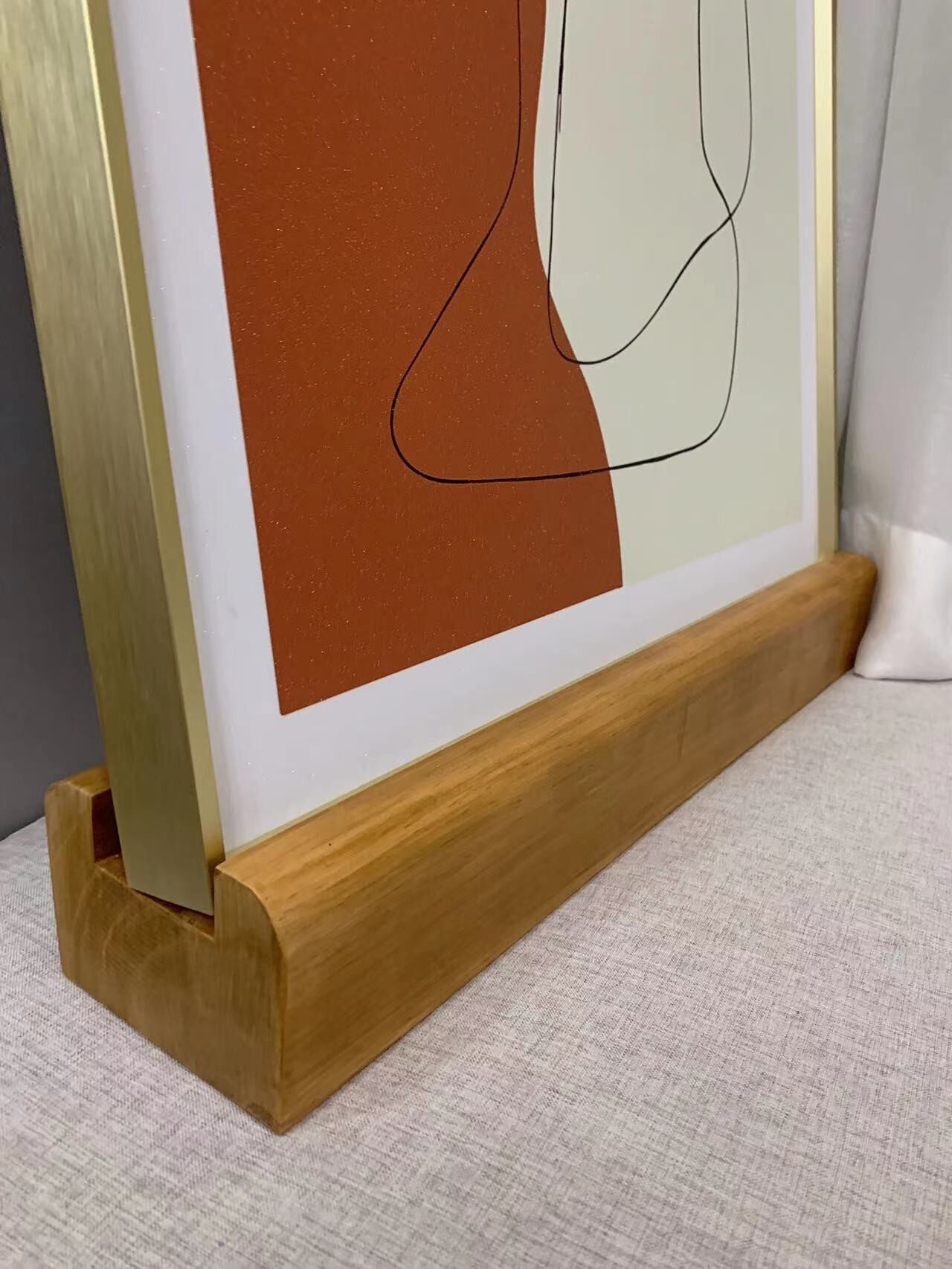 实木轻豪华地板镜子底座简单的镜子支撑框架画框固定垫现代防滑支